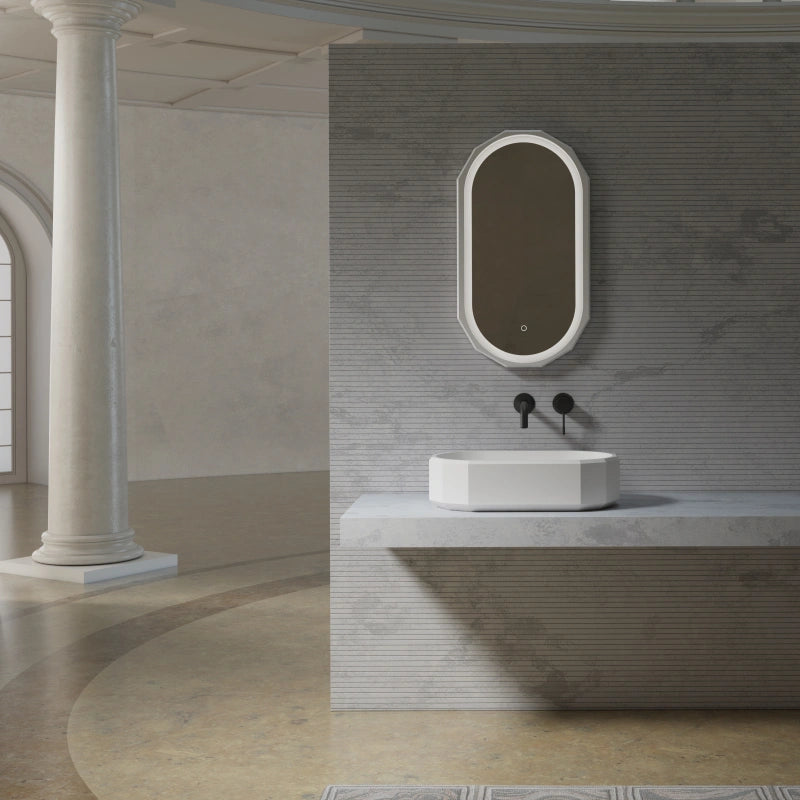 BERYL Series countertop sink in matte white for modern bathroom