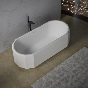 Luxury White Acrylic Freestanding Bathtub Beryl Series Deep Soaking Bath for Modern Home Bathroom