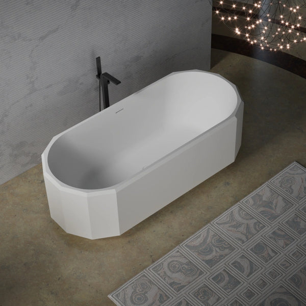 Luxury White Acrylic Freestanding Bathtub Beryl Series Deep Soaking Bath for Modern Home Bathroom