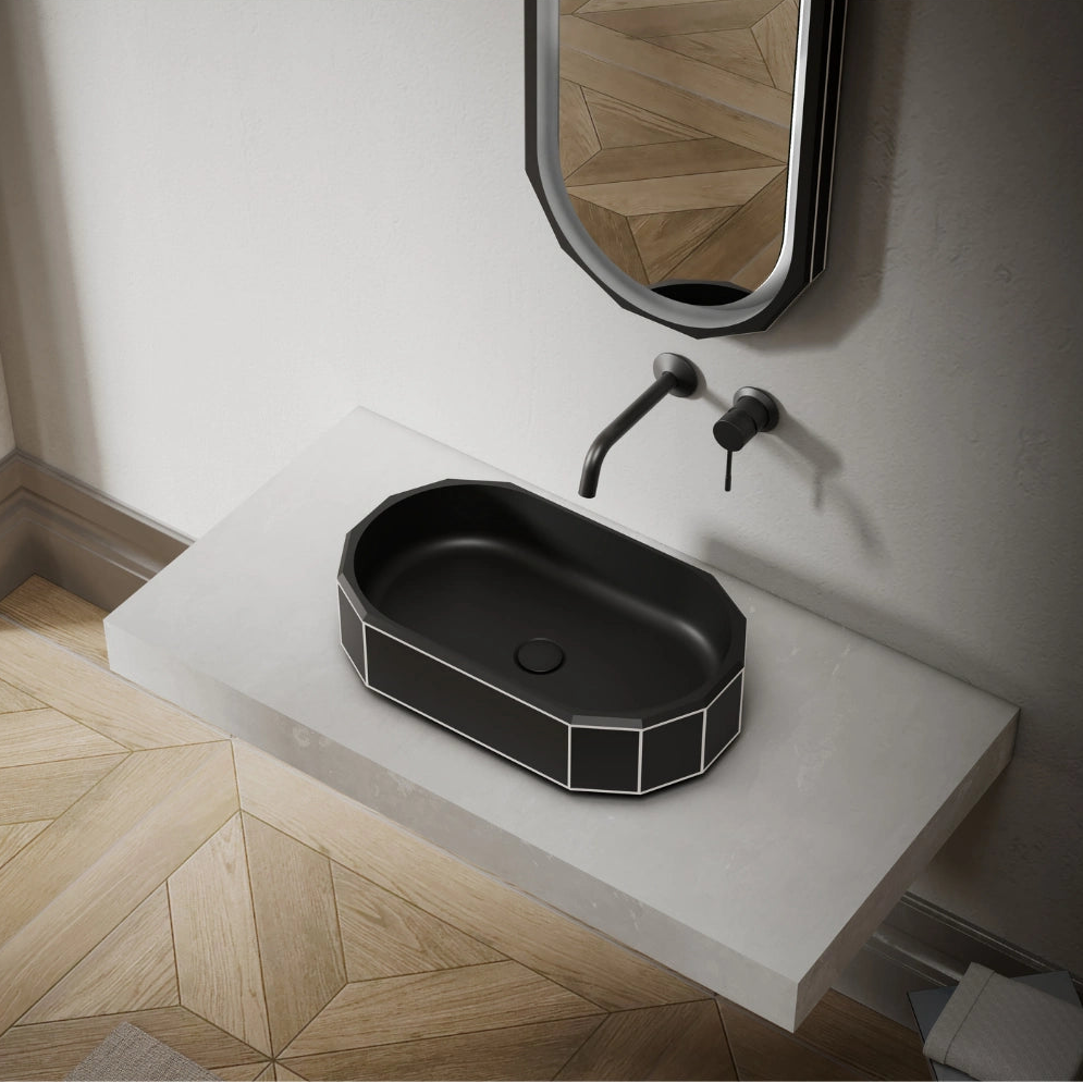 MonBlari BERYL series structured vessel sink with solid surface design
