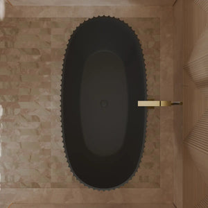 Modern black sculptural fluted freestanding bathtub