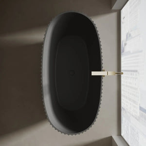 Modern double ended black fluted freestanding soaking bathtub