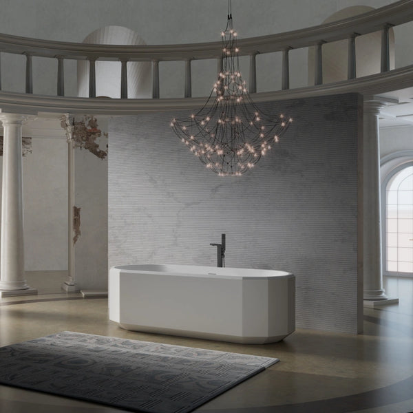 White Freestanding Bathtub Beryl Series Modern Luxury Acrylic Soaking Tub for Bathroom