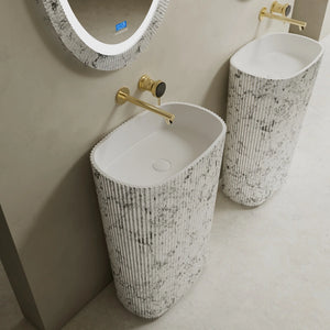 MonBlari XS Series modern solid surface freestanding pedestal basin