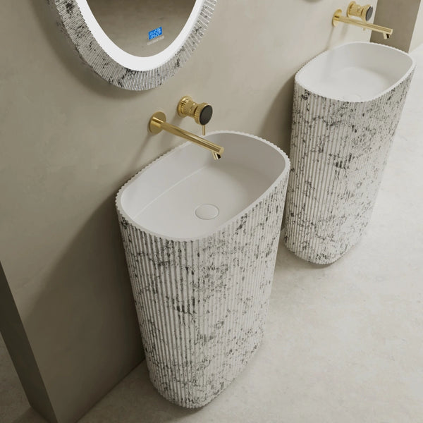 MonBlari XS Series modern solid surface freestanding pedestal basin