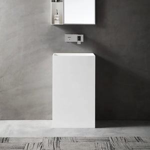 Modern rectangular solid surface pedestal sink white freestanding bathroom basin for contemporary bathrooms