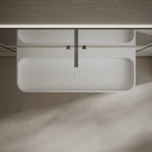 Luxury matte white solid surface wall mount  basin minimalist style