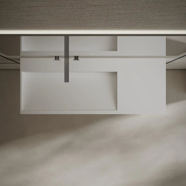 Solid surface wall mount sink modern floating bathroom basin matte white wall hung wash basin