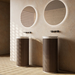 Textured fluted washbasin design inspired by natural wood grain