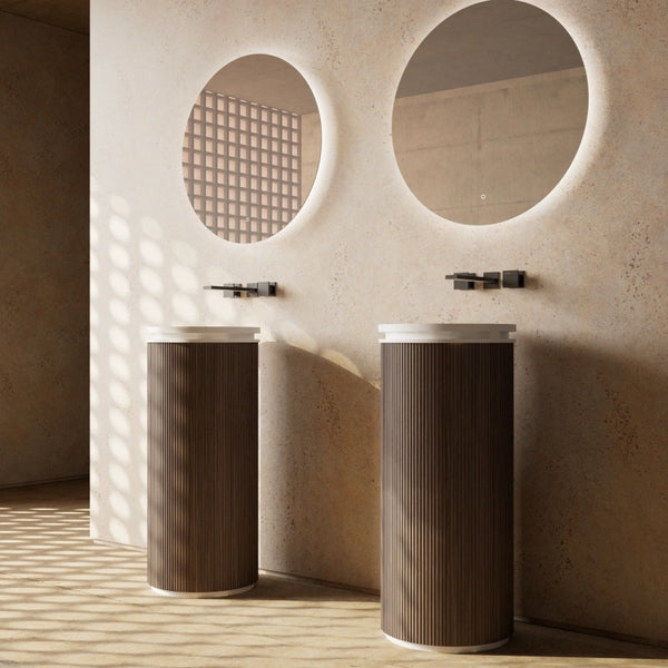 Textured fluted washbasin design inspired by natural wood grain