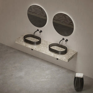 MonBlari STRATA Series contemporary marble vanity sink with acrylic structure