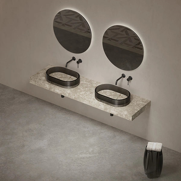 MonBlari STRATA Series contemporary marble vanity sink with acrylic structure