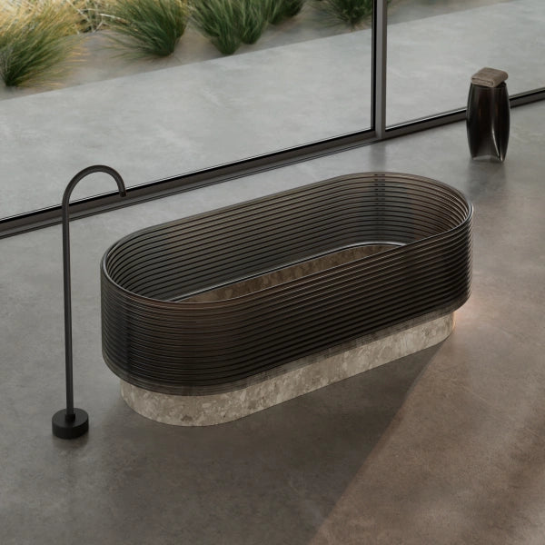 MonBlari STRATA Series marble soaking tub with acrylic layer