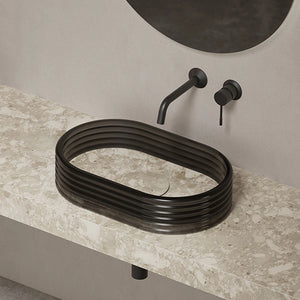 MonBlari STRATA Series marble vessel sink with acrylic surround structure