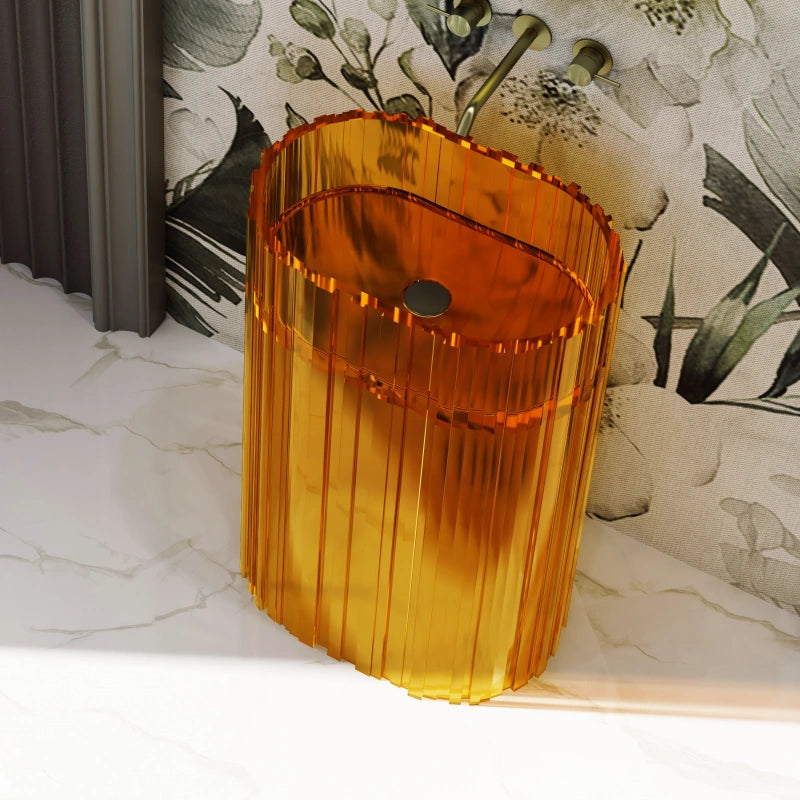 Transparent resin pedestal sink 580mm modern clear freestanding bathroom basin luxury design