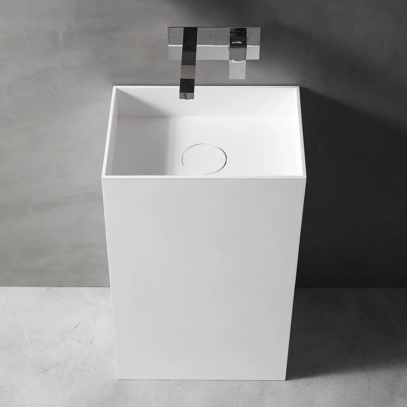 Premium solid surface rectangular pedestal sink bathroom sink