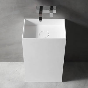 Premium solid surface rectangular pedestal sink bathroom sink