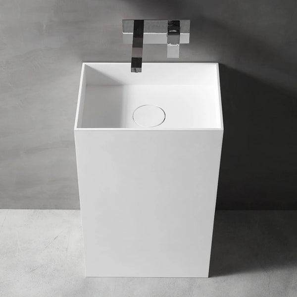 Premium solid surface rectangular pedestal sink bathroom sink