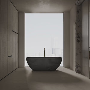 MonBlari MR-88877 VENUS Series Black Fluted Curved Freestanding Bathtub 1700mm