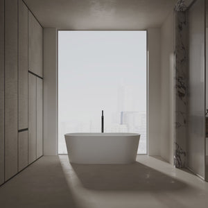 MonBlari XA-8860 White Solid Surface Freestanding Bathtub 1550mm - 1650mm