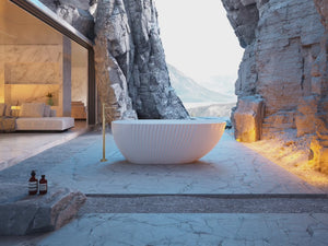 MonBlari XY-5005 White Acrylic Freestanding Bathtub Fluted 1500mm - 1700mm