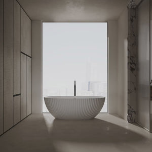 MonBlari MR-88877 VENUS Series Fluted White Curved Freestanding Bathtub 1700mm