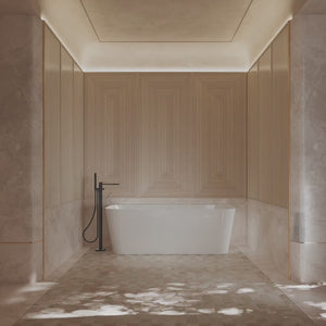 MonBlari TW-7619 White Acrylic Back-to-Wall Bathtub 1500mm - 1700mm