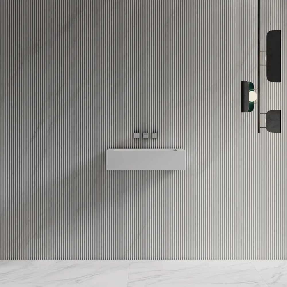 Solid surface wall mount sink modern bathroom wash basin matte white