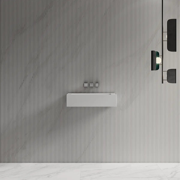 Modern solid surface wall mount sink modern bathroom wash basin matte white rectanglar design