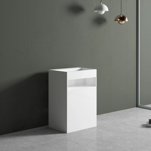 Modern rectangular solid surface pedestal bathroom sink freestanding wash basin by MonBlari