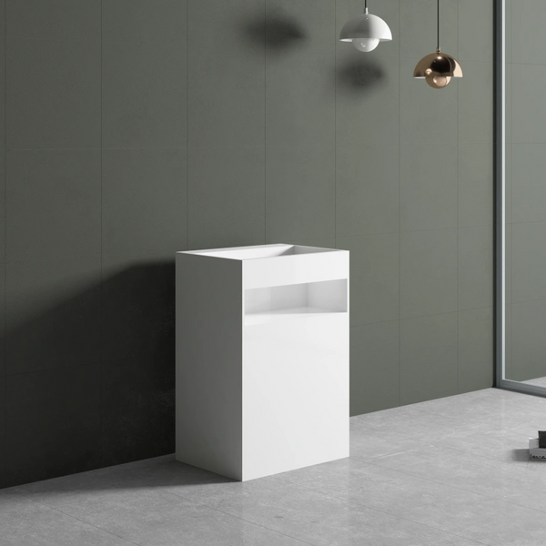 Modern rectangular solid surface pedestal bathroom sink freestanding wash basin by MonBlari