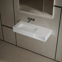 Rectangular solid surface wall mount sink modern bathroom basin matte white