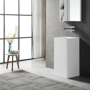 Modern 500mm solid surface pedestal sink white freestanding bathroom basin for contemporary bathrooms