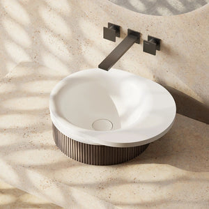 Elegant sculptural vessel sink from MonBlari FOREST Collection with textured finish