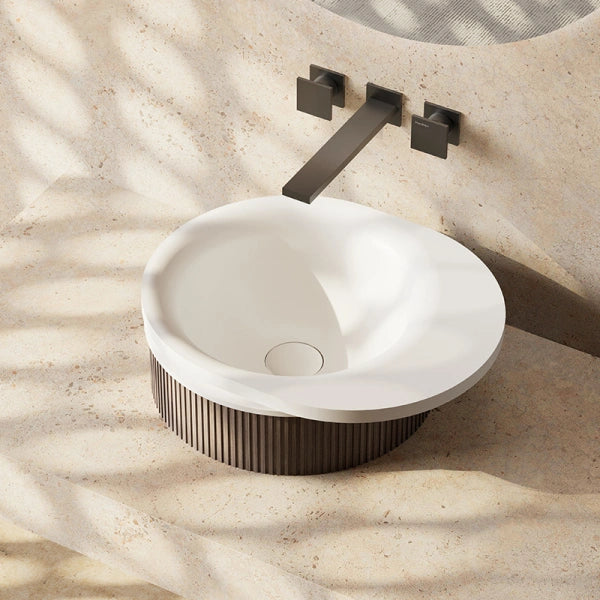 Elegant sculptural vessel sink from MonBlari FOREST Collection with textured finish