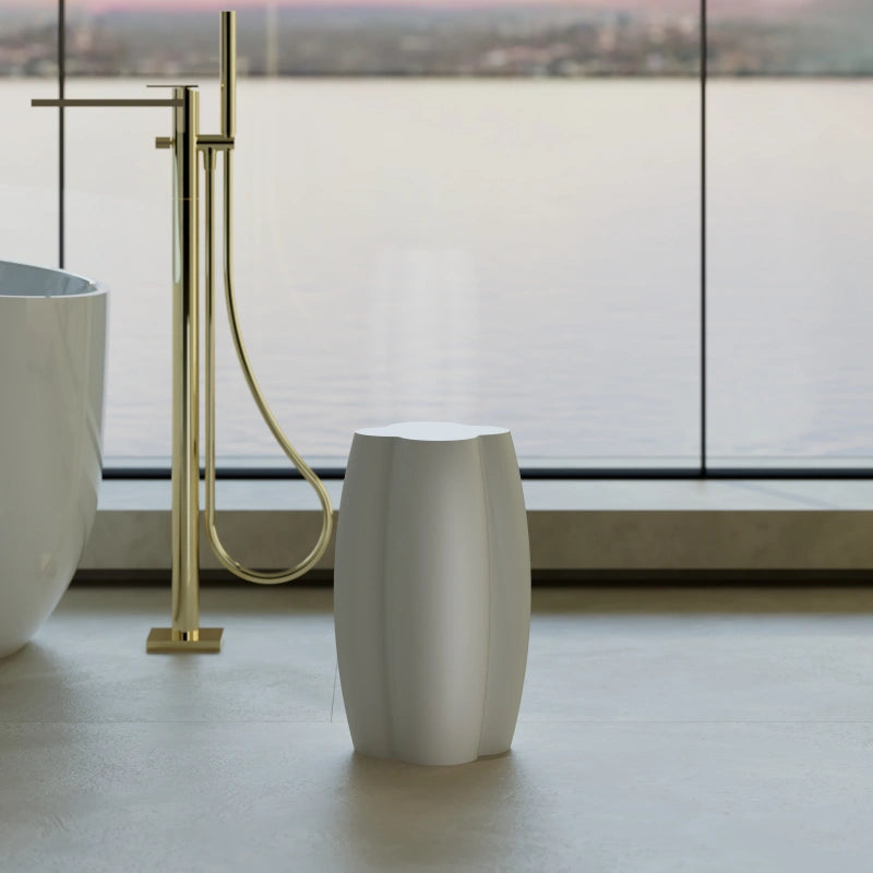 MonBlari LINGLONG Series solid surface bathroom shower stool in modern bathroom