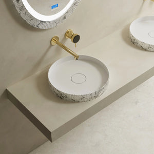 MonBlari XS Series solid surface contemporary fluted bathroom vessel basin
