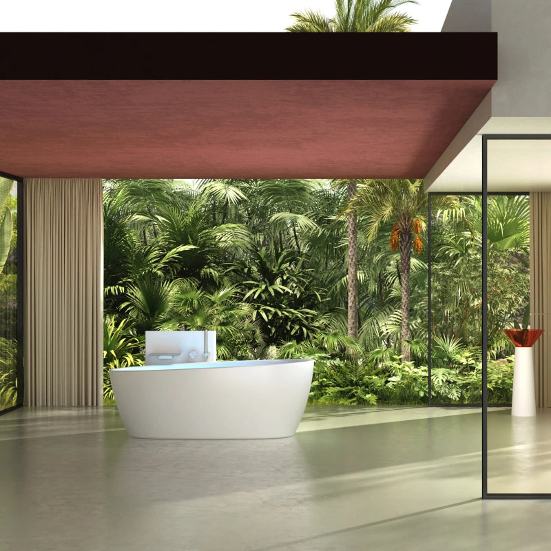 Matte white oval solid surface bathroom bathtub