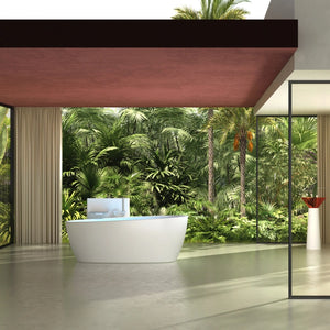 Matte white oval solid surface bathroom bathtub