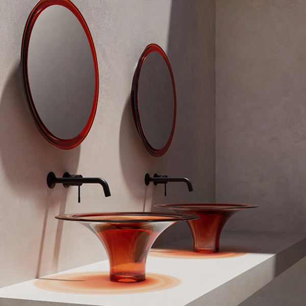 MonBlari Spring Series clear amber vessel sink with warm translucent resin finish