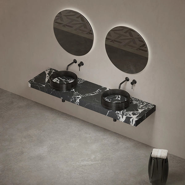 MonBlari STRATA Series modern black marble countertop sink