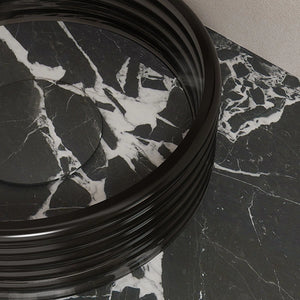 MonBlari STRATA Series black vanity vessel sink with transparent acrylic