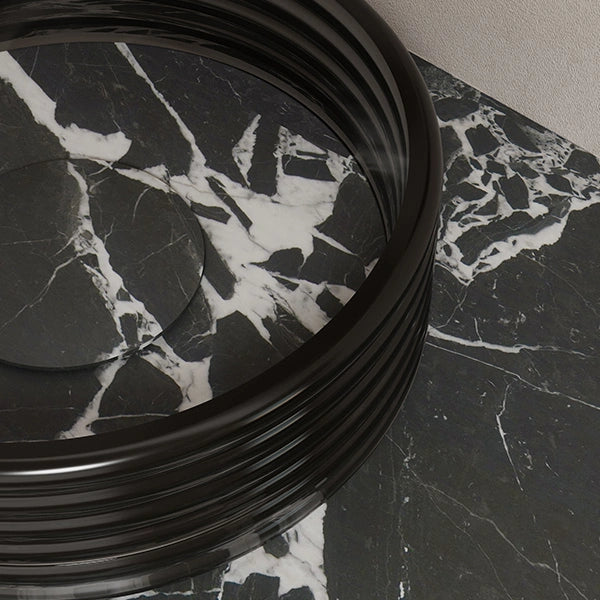 MonBlari STRATA Series black vanity vessel sink with transparent acrylic
