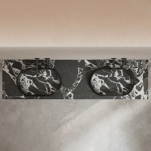 MonBlari STRATA Series contemporary black countertop vessel basin