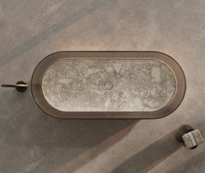 MonBlari STRATA Series contemporary marble freestanding bathroom soaking tub