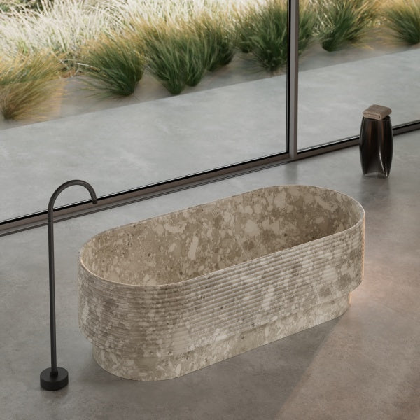MonBlari STRATA Series marble freestanding soaking tub