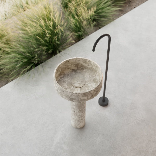 MonBlari STRATA Series contemporary marble pedestal bathroom basin