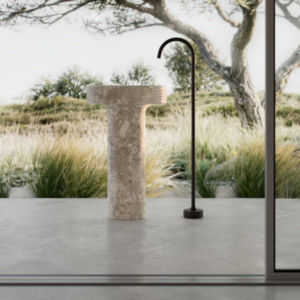 MonBlari STRATA Series contemporary marble pedestal bathroom sink
