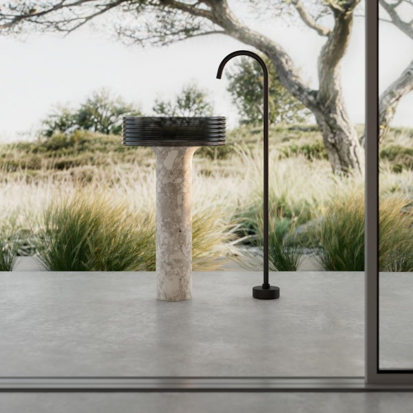 MonBlari STRATA Series contemporary pedestal sink with transparent acrylic layer