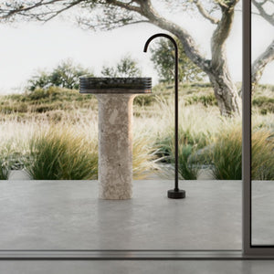 MonBlari STRATA Series contemporary pedestal sink with transparent acrylic structure